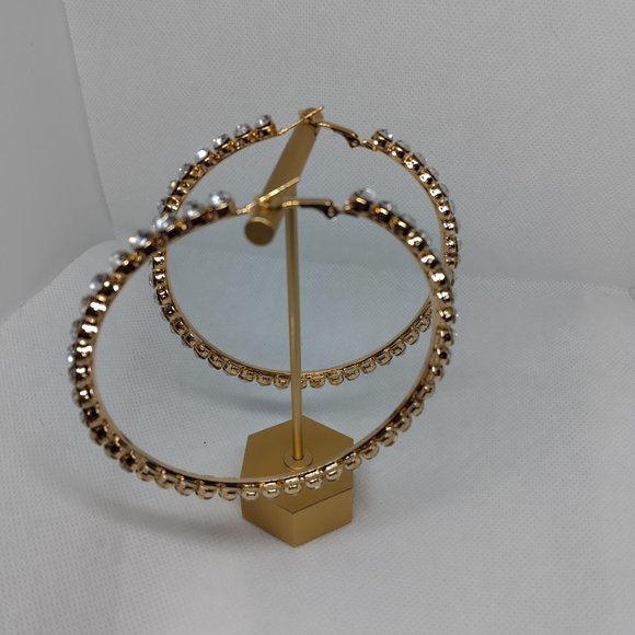 Large Rhinestone Hoop Earring - Picture 2 of 4